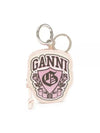 Logo Print Zipper Chain Key Holder Pink - GANNI - BALAAN 2