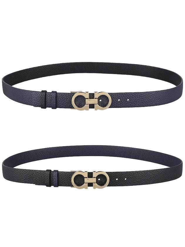 Reversible Gancini Leather Belt Black Navy - SALVATORE FERRAGAMO - BALAAN 10