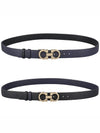 Reversible Gancini Leather Belt Black Navy - SALVATORE FERRAGAMO - BALAAN 10