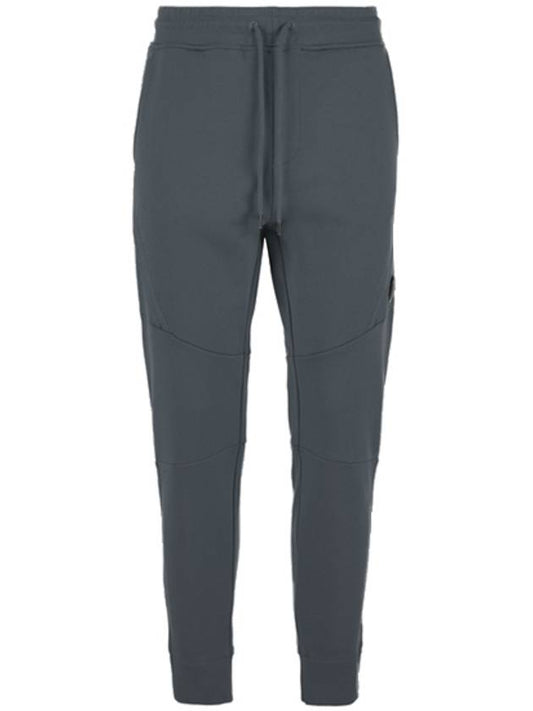 Men's Lens Wappen Fleece Track Pants Gray - CP COMPANY - BALAAN.