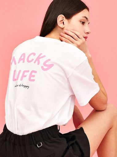 Life Patch Short Sleeve T-Shirt White Pink MCSS24HT7PK - MACKY - BALAAN 1