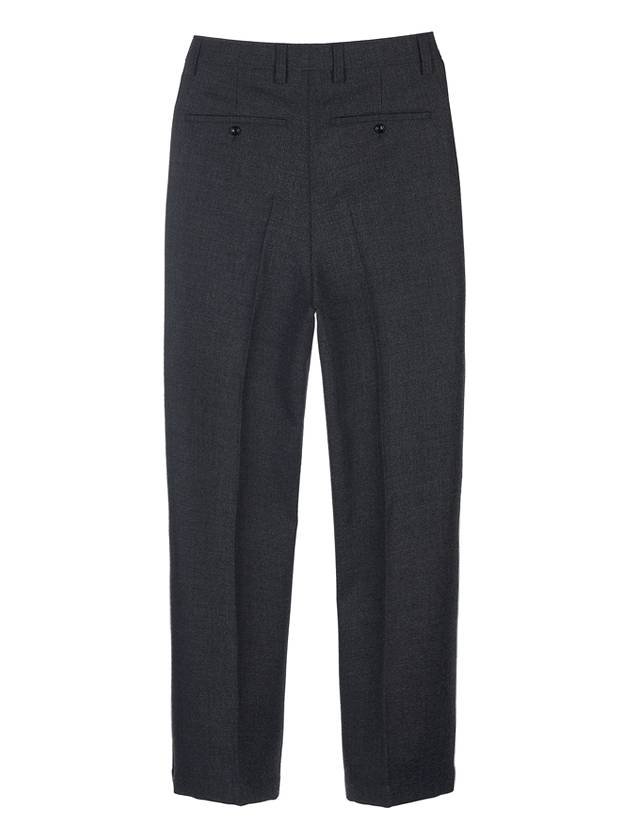 Gabardine Wool Loose Fit Wide Pants Grey - AMI - BALAAN 3