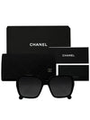 Sunglasses CH5408 1026S4 Square White Lettering Black - CHANEL - BALAAN 10