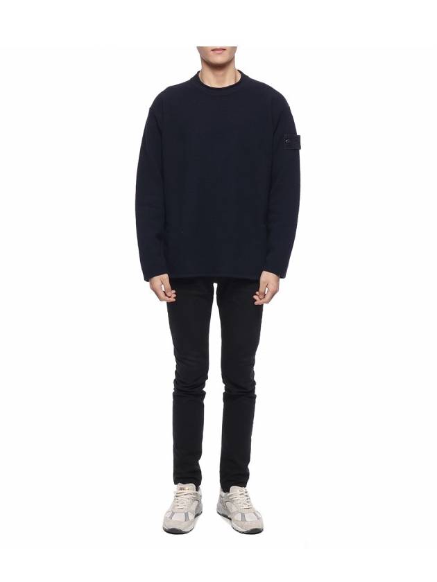 Ghost Piece Crew Neck Wool Knit Top Navy - STONE ISLAND - BALAAN 4