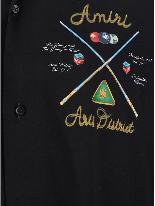 'Pool Cue' Black Shirt With Maxi Print On The Back In Viscose Man - AMIRI - BALAAN 3