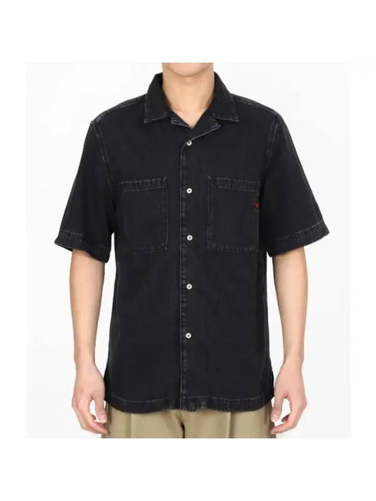 D Paroshort Denim Short Sleeve Shirt Black - DIESEL - BALAAN 1