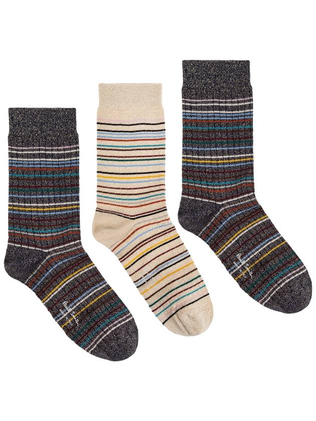 Paul Smith Three-pack Of Cotton Socks With Lurex Thread, Women's, Multicolour - PAUL SMITH - BALAAN 6