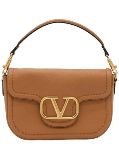 All Time Grainy Calfskin Shoulder Bag  Almond - VALENTINO - BALAAN 1