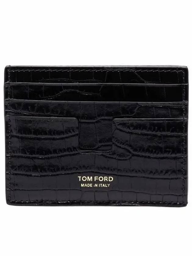 Logo Crocodile Card Wallet Black - TOM FORD - BALAAN.