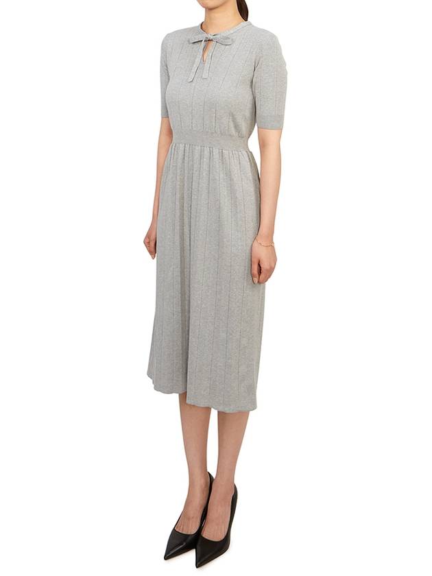 Women's Short Sleeve Midi Dress Grey - THOM BROWNE - BALAAN 3