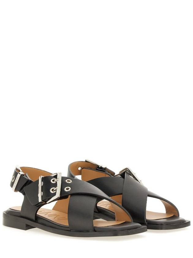 Cross Strap Buckle Sandals Black - GANNI - BALAAN 3