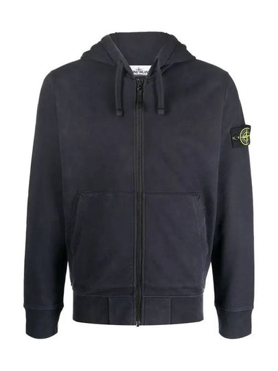 Wappen Patch Cotton Zip Up Hoodie Navy - STONE ISLAND - BALAAN 2