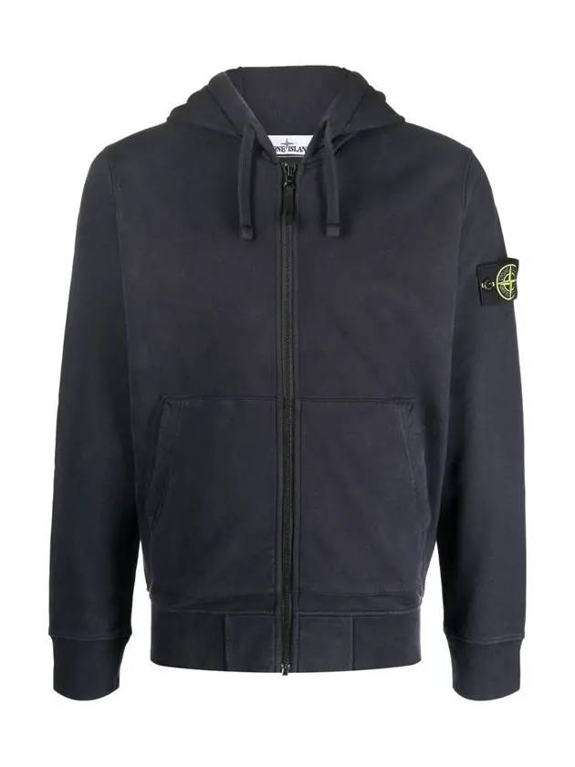 Wappen Patch Cotton Zip Up Hoodie Navy - STONE ISLAND - BALAAN 3