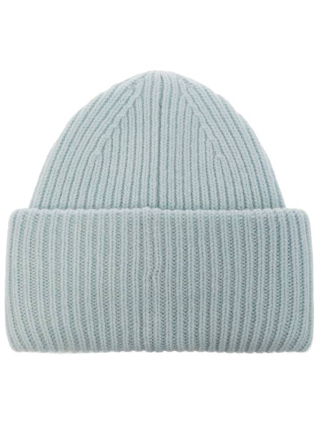 Face Patch Ribbed Wool Beanie Sky Blue Melange - ACNE STUDIOS - BALAAN 4