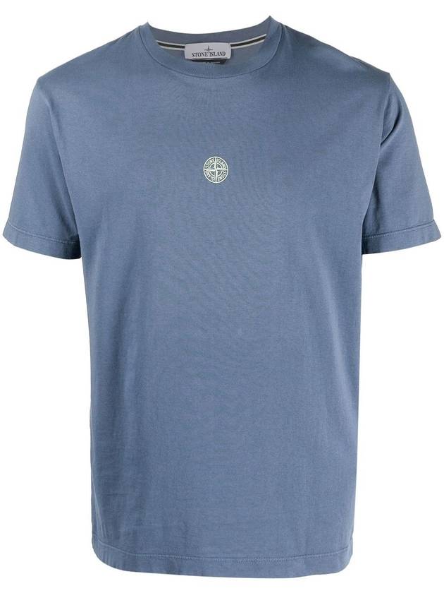 Chest Logo Print Short Sleeve T-Shirt Avio Blue - STONE ISLAND - BALAAN 1