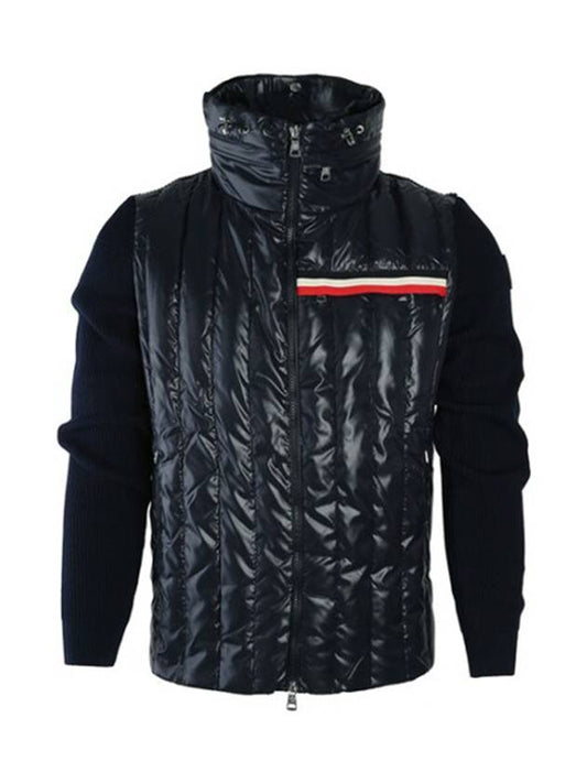 Hidden Logo Knit Mix Padding Navy - MONCLER - BALAAN 1