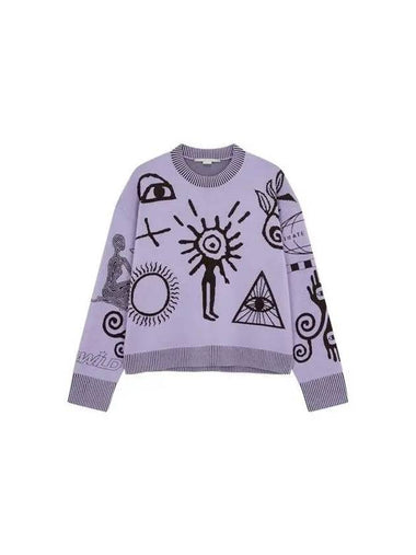 Flock artwork crewneck knit light purple 270219 - STELLA MCCARTNEY - BALAAN 1