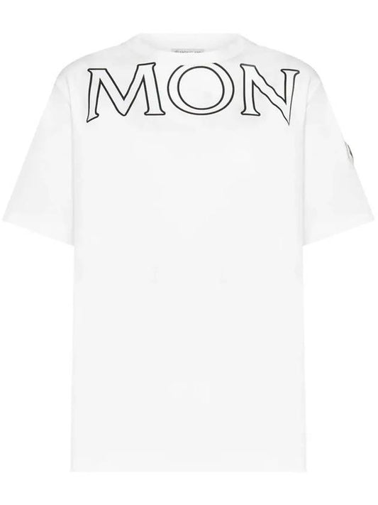 Women's Maxi Printing Logo Patch TShirt White 8C000 22 829HP 033 - MONCLER - BALAAN 1