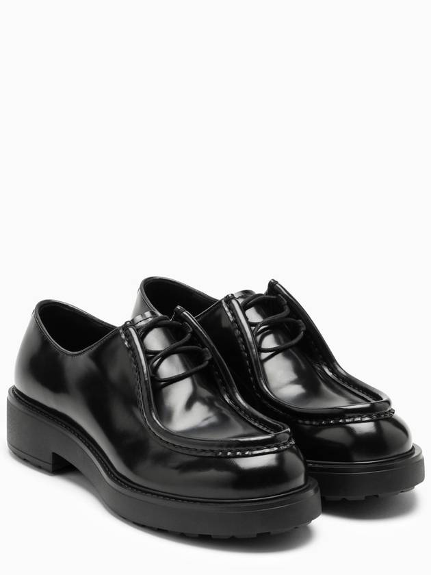 Diapason Opaque Lace-Up Brushed Leather Derby Black - PRADA - BALAAN 3