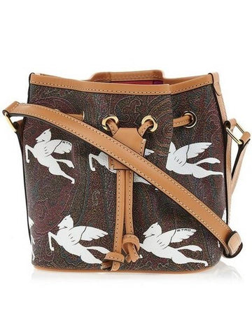 Stampa Pegasus Bucket Bag White Brown - ETRO - BALAAN 1