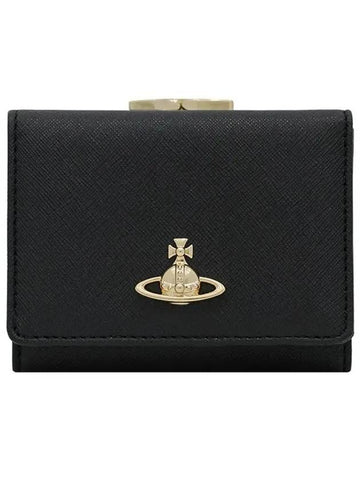 Saffiano Small Half Wallet Black 5115002MW S000B N402 - VIVIENNE WESTWOOD - BALAAN 1