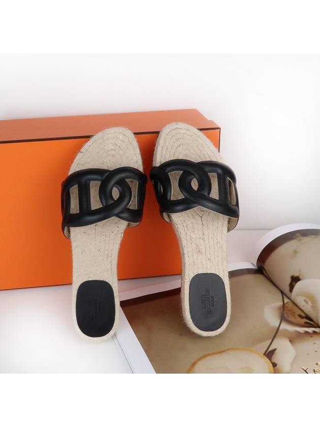 Famosa Espadrille Beige Black - HERMES - BALAAN.