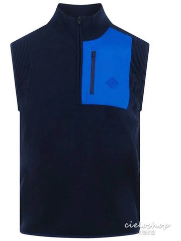 PATCH Wool Men s Vest Golf Navy AMKW07014 - J.LINDEBERG - BALAAN 1