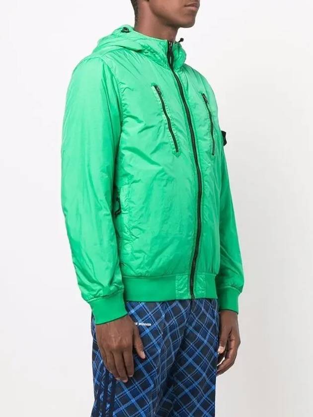 Garment Dyed Crinkle Reps Nylon Down Hooded Jacket Green - STONE ISLAND - BALAAN 4