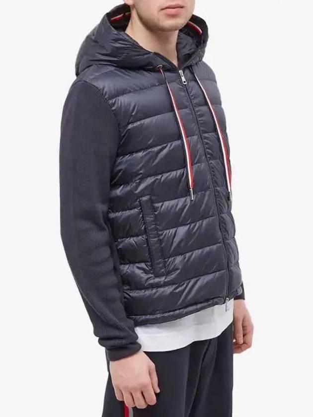 Men s Arm Logo Patch RWB Drawstring Hooded Knit Padded Jacket Royal Blue 9B00005 M1367 780 - MONCLER - BALAAN 4