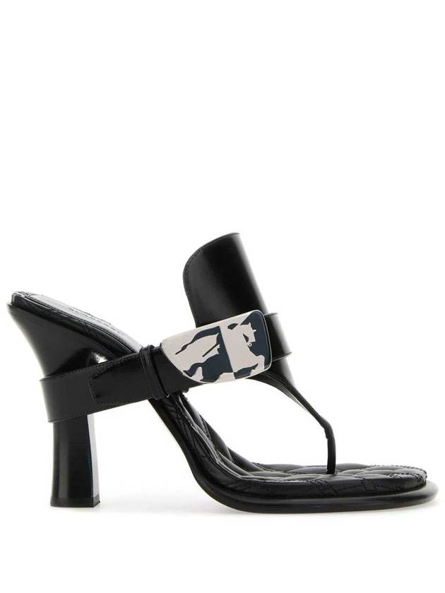 Bay Leather Sandal Heels Black - BURBERRY - BALAAN 2