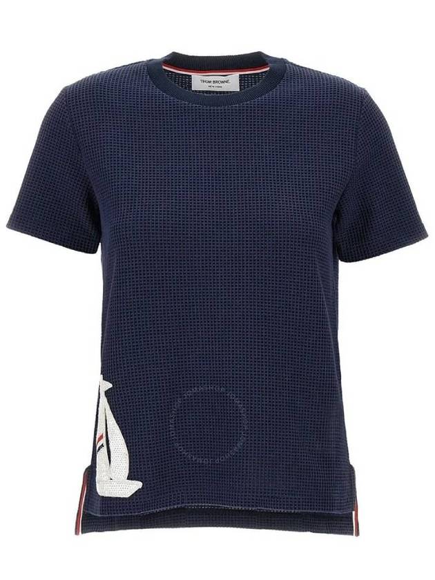 Women's Short Sleeve T-Shirt Navy - THOM BROWNE - BALAAN 2