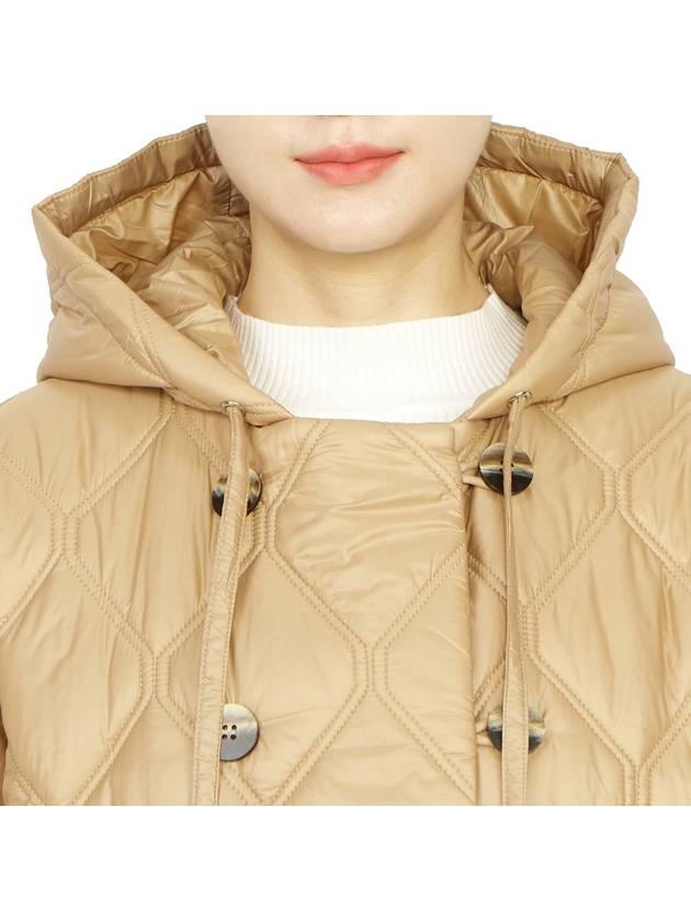 Shiny Quilt Hooded Jacket Beige - GANNI - BALAAN 10