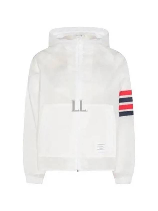 4 Bar Ripstop Polyamide Windbreaker White - THOM BROWNE - BALAAN 2