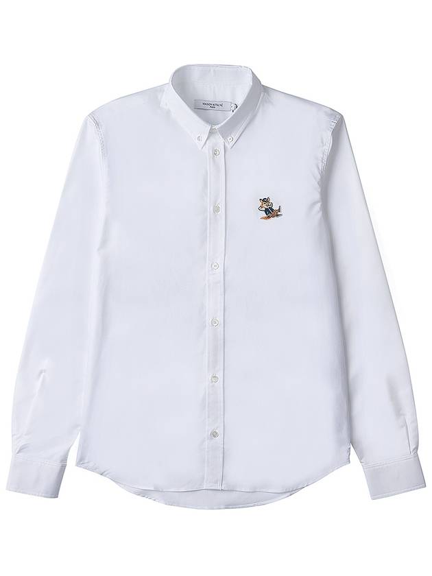 Maison Kitsune Men's Dressed Fox Patch Cotton Shirt KM00488WC2010 WH - MAISON KITSUNE - BALAAN 1