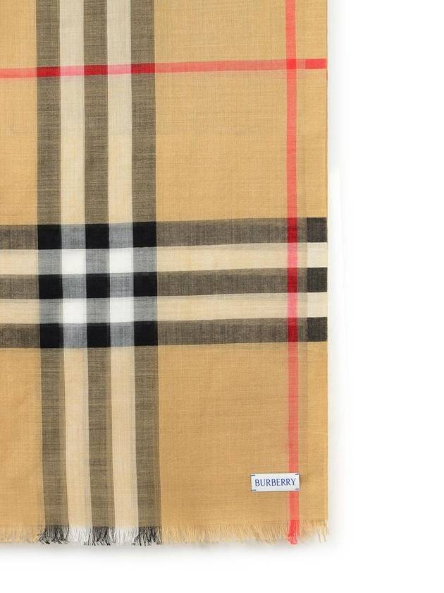 Check Wool Silk Scarf Beige - BURBERRY - BALAAN 4