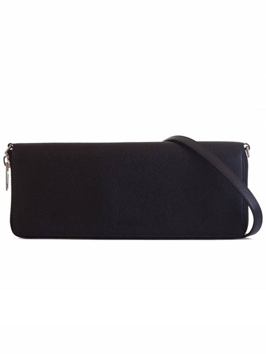 Leash Strap Leather Clutch Bag Black - BALENCIAGA - BALAAN 2