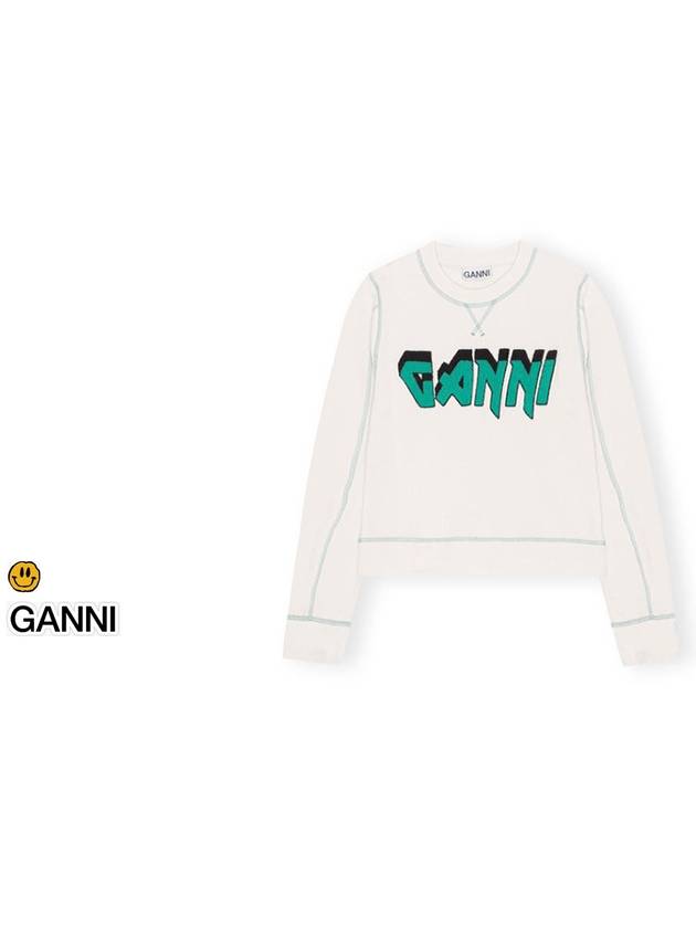 Isolicrew Rock Logo Cotton Sweatshirt Yellow Cream - GANNI - BALAAN 3