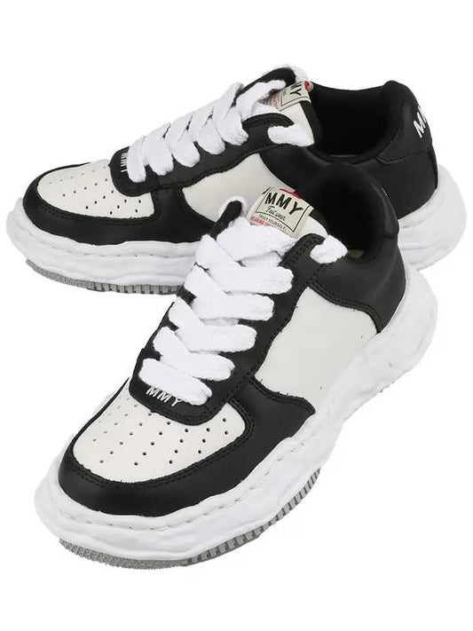 Wayne OG Sole Leather Low Top Sneakers Black White - MAISON MIHARA YASUHIRO - BALAAN 2