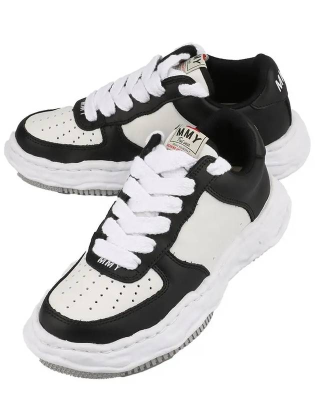 Wayne OG Sole Leather Low Top Sneakers Black White - MAISON MIHARA YASUHIRO - BALAAN 3