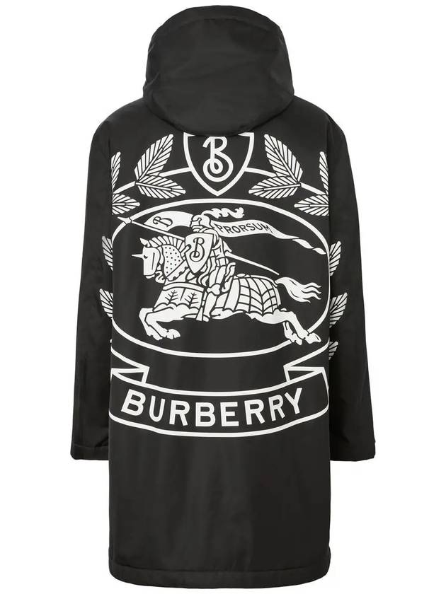 Men's ADERTON Bag Logo Applique Nylon Long Hooded Jacket Black - BURBERRY - BALAAN.