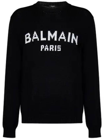 Logo Wool Knit Top Black - BALMAIN - BALAAN 1