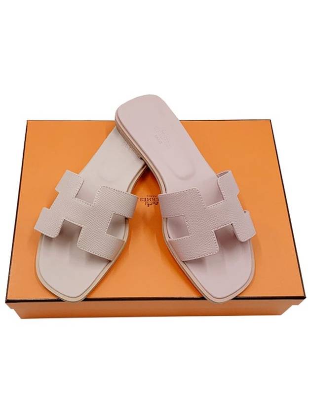 Oran Leather Sandals Rose Porcelaine - HERMES - BALAAN 2