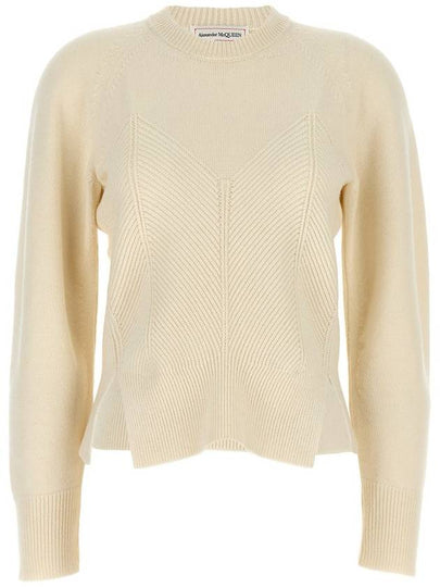 Chevron Pattern Crew Neck Knit Top Cream - ALEXANDER MCQUEEN - BALAAN 2