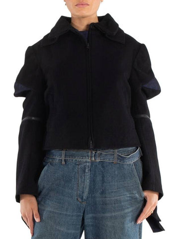 Yohji Yamamoto Black Backside Lace-Up Asymmetric Jacket, Brand Size 1 (Small) - YOHJI YAMAMOTO - BALAAN 1