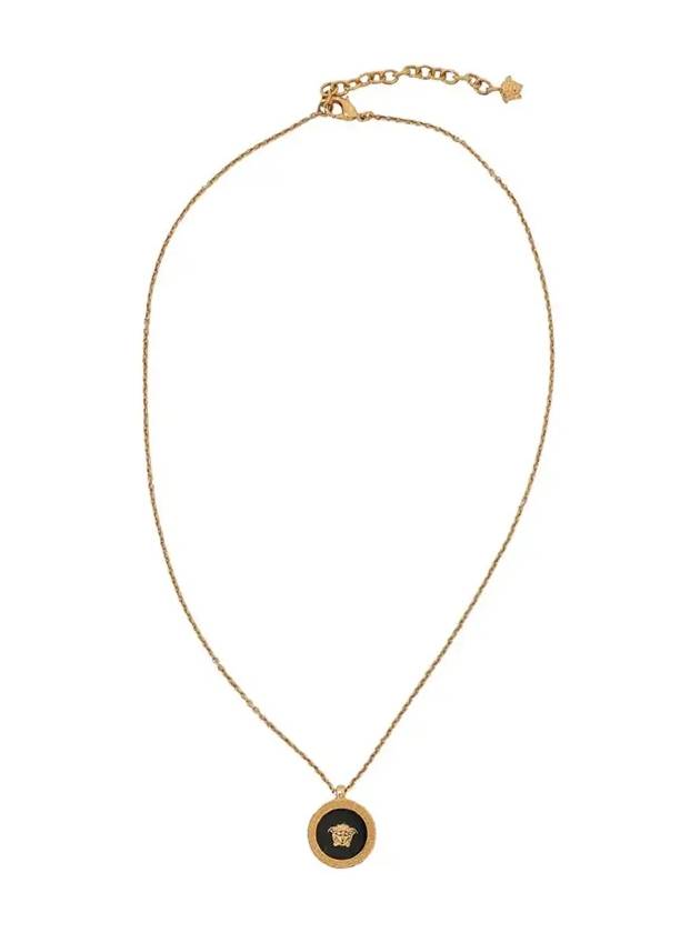 Enamel Medusa Pendant Necklace Black Gold - VERSACE - BALAAN 3