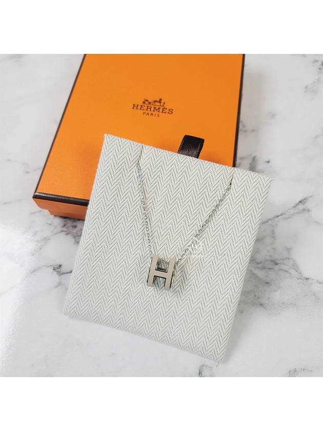 Pop H Pendant Silver Necklace Marron Glace - HERMES - BALAAN 6