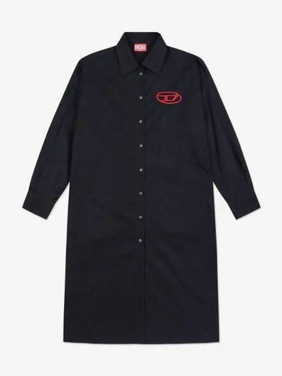 Rune D logo Embroidery Shirt Midi Dress Black - DIESEL - BALAAN 2