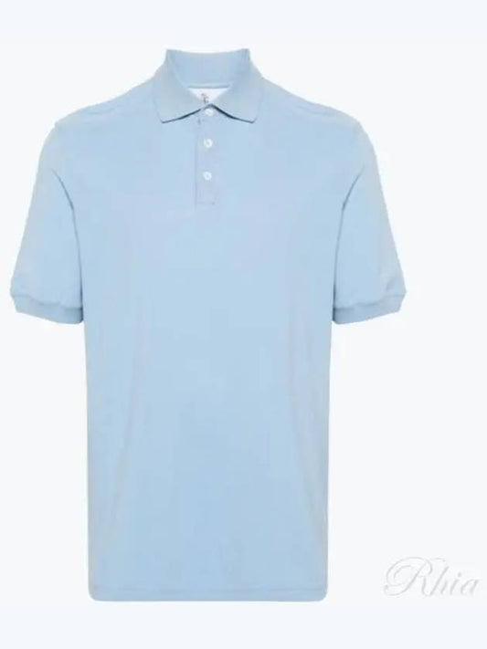Cotton Jersey Polo Shirt Light Blue - BRUNELLO CUCINELLI - BALAAN 2