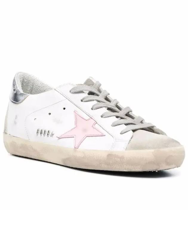 Women's Superstar Silver Heel Tab Pink Star Low Top Sneakers White - GOLDEN GOOSE - BALAAN 3