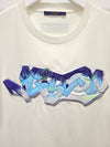 White 3D Embroidered Graffiti Short Sleeve T Shirt M - LOUIS VUITTON - BALAAN 3